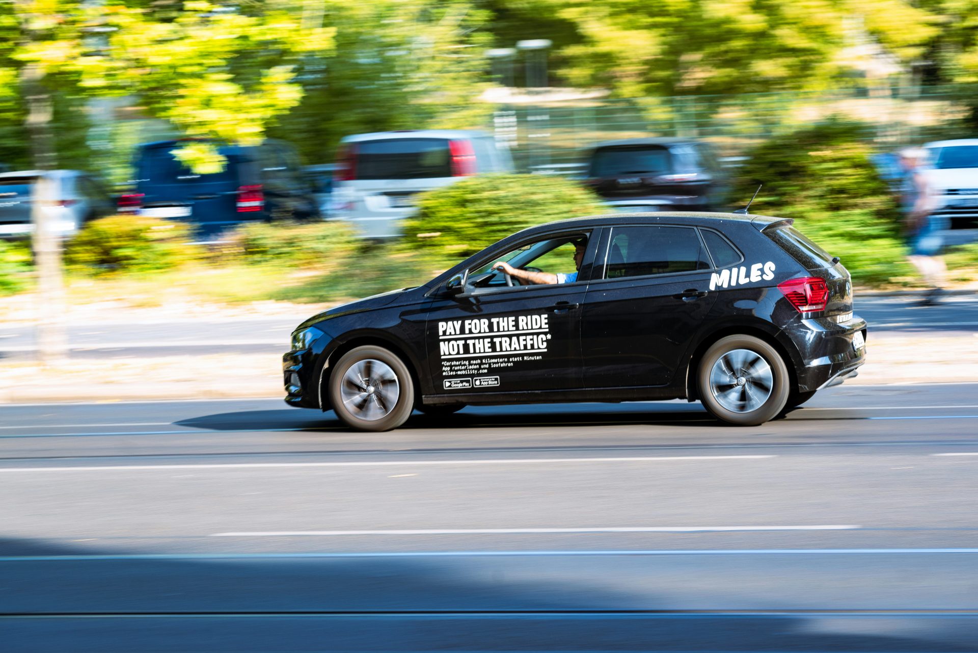 a black car on a road